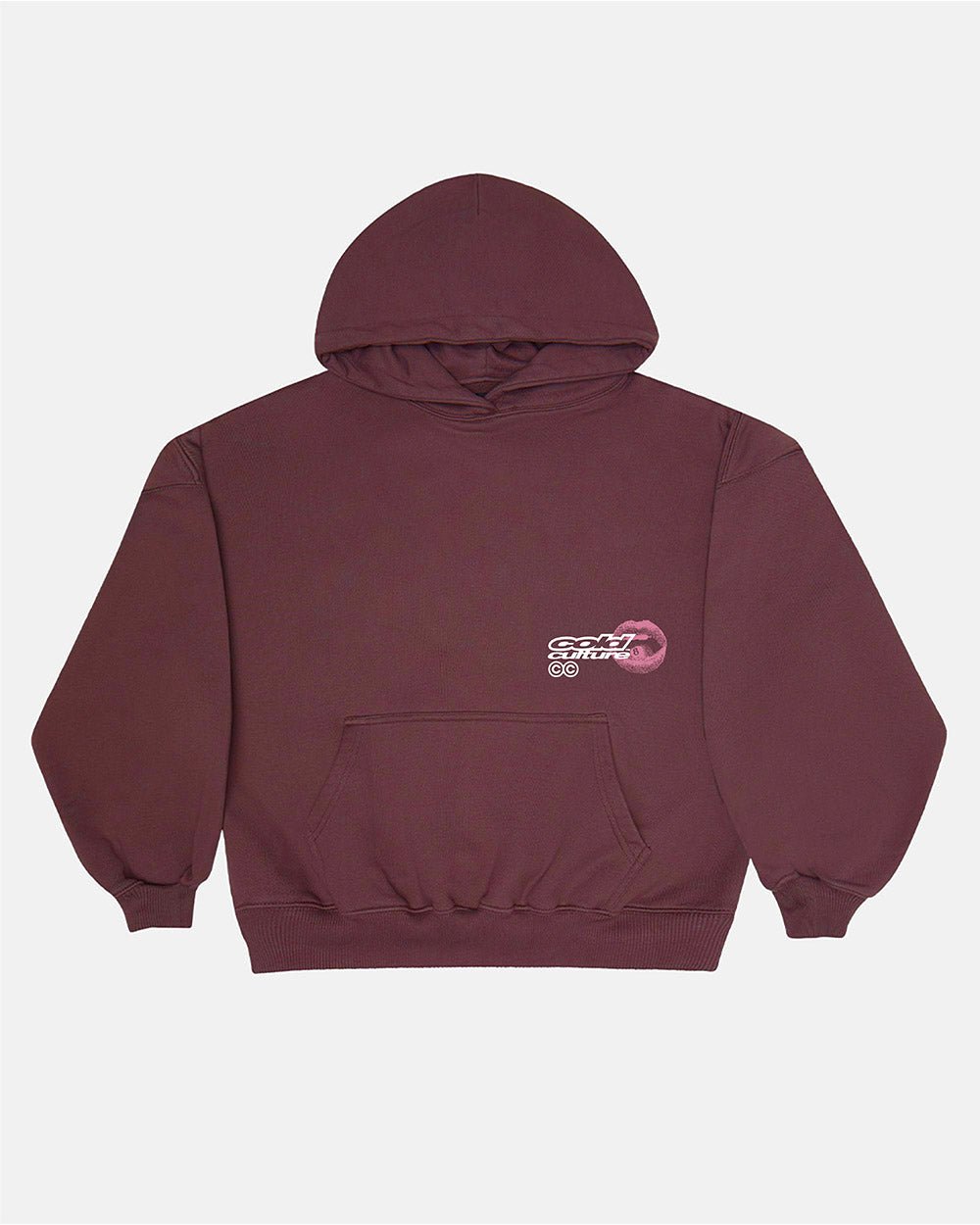 LIP COMBO HOODIE DARK BURGUNDY - COLD CULTURE