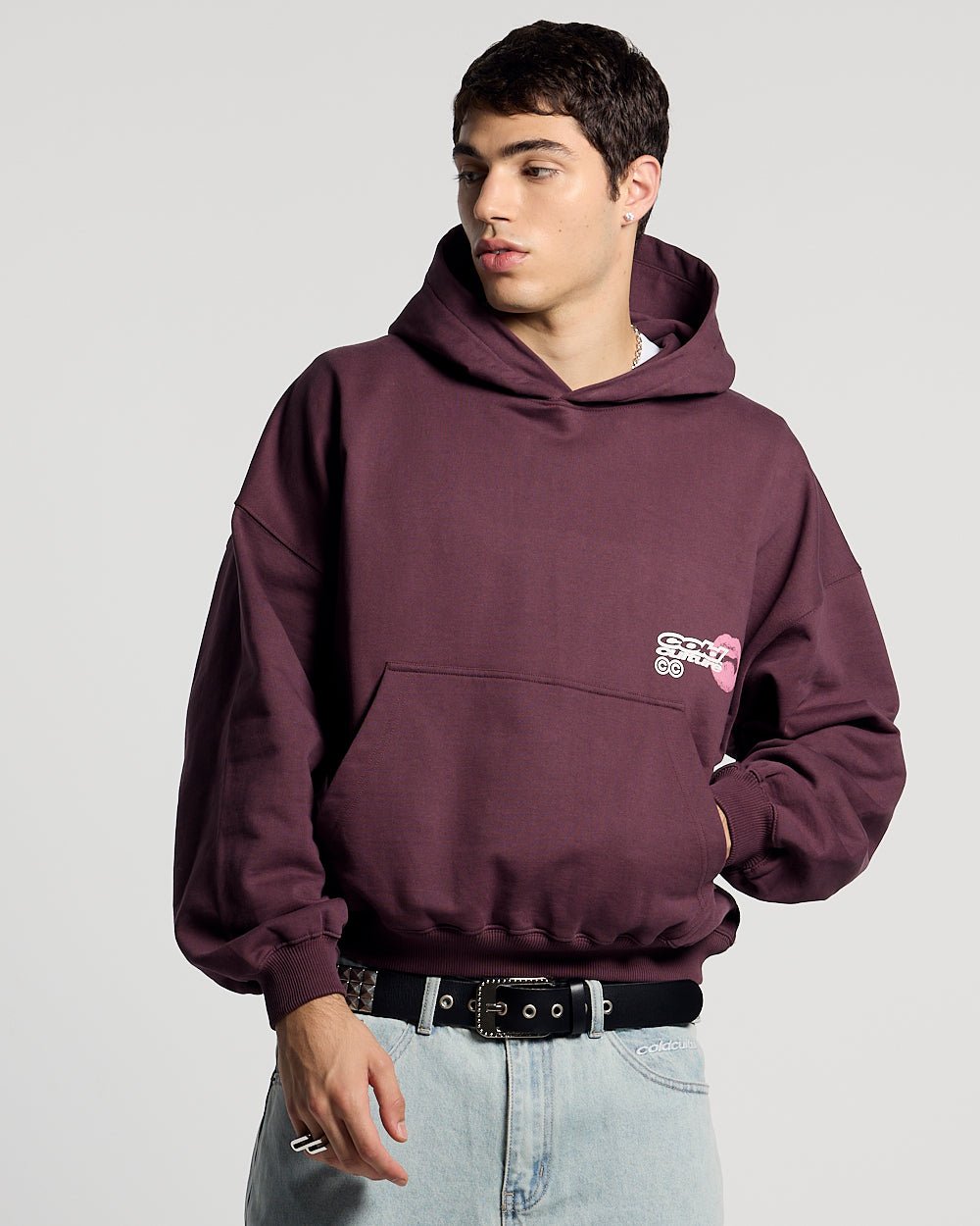 LIP COMBO HOODIE DARK BURGUNDY - Cold Culture