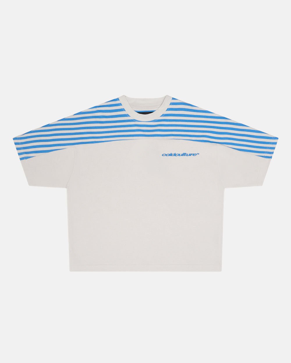LOLLY HALF STRIPES TEE GREY AND BLUE - COLD CULTURE