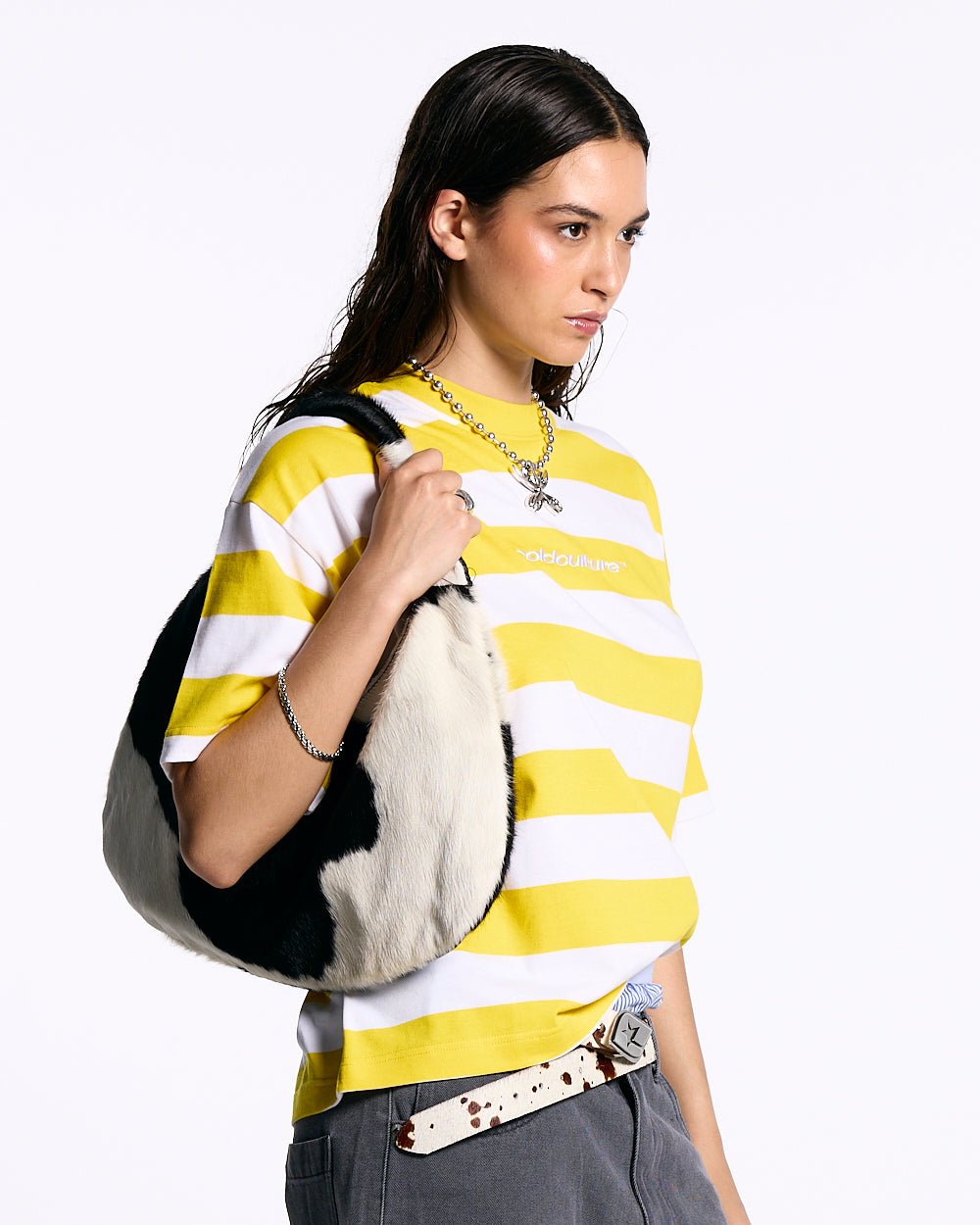 LOLLY ICE TEE WHITE AND YELLOW STRIPES - COLD CULTURE