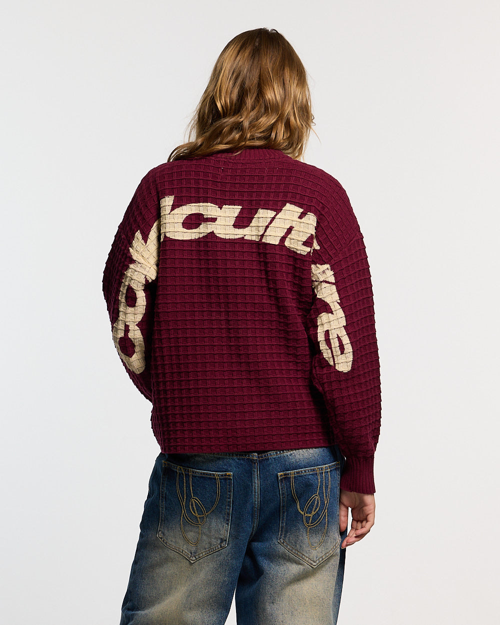 CRUNCHY WAFFLE KNIT BURGUNDY