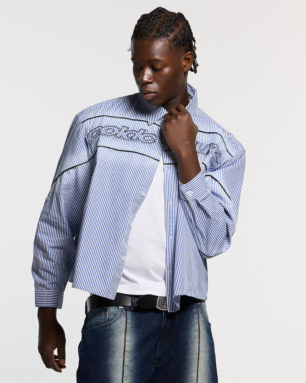 WORLDWIDE LONGSLEEVE SHIRT BLUE & WHITE