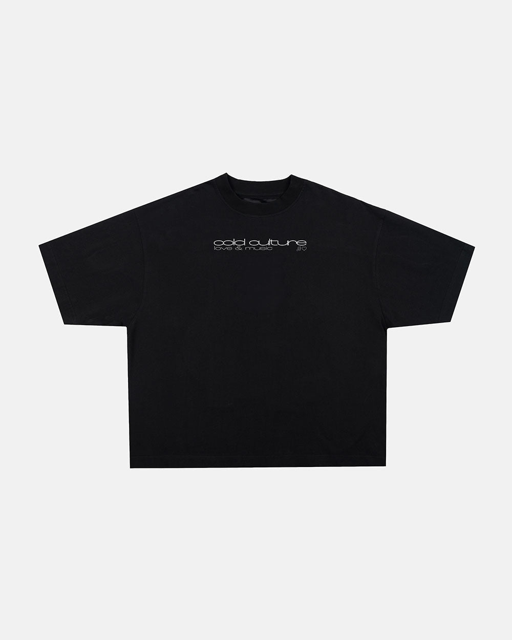LOVEPODS TEE BLACK - black graphic print tee, front view - Cold Culture