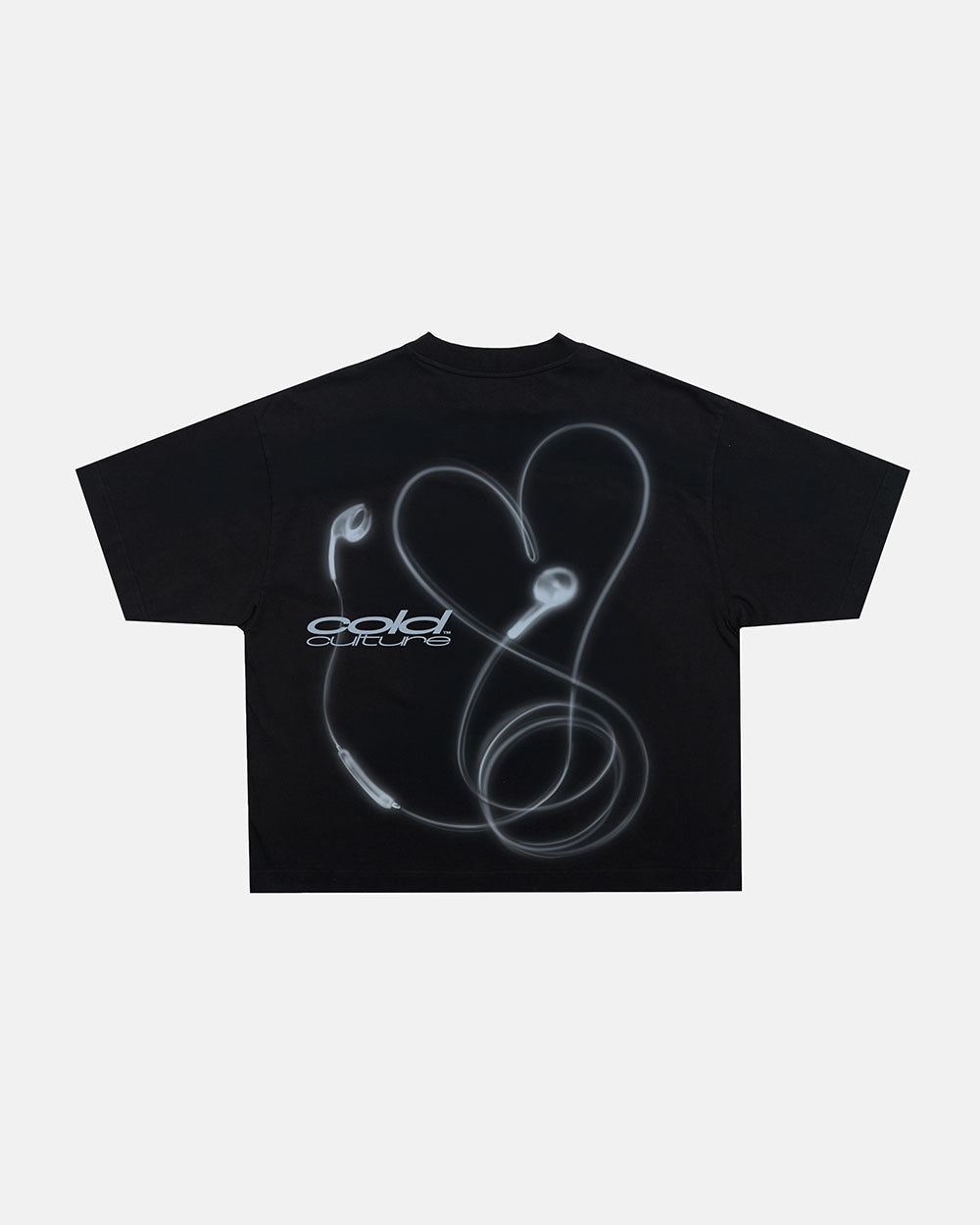 LOVEPODS TEE BLACK - black graphic print tee, back view - Cold Culture