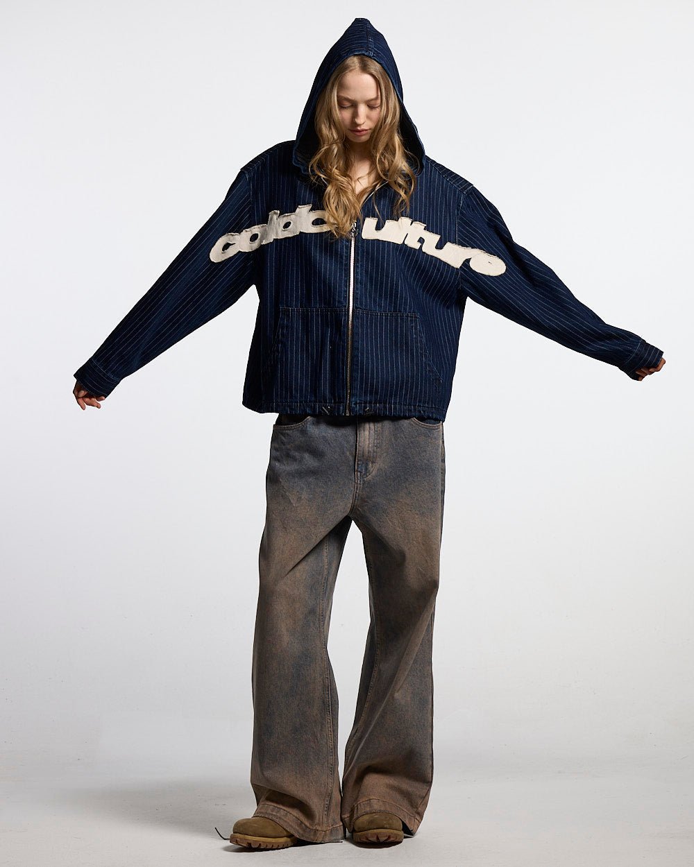MEMPHIS HOODED SHIRT BLUE DENIM - Cold Culture #woman