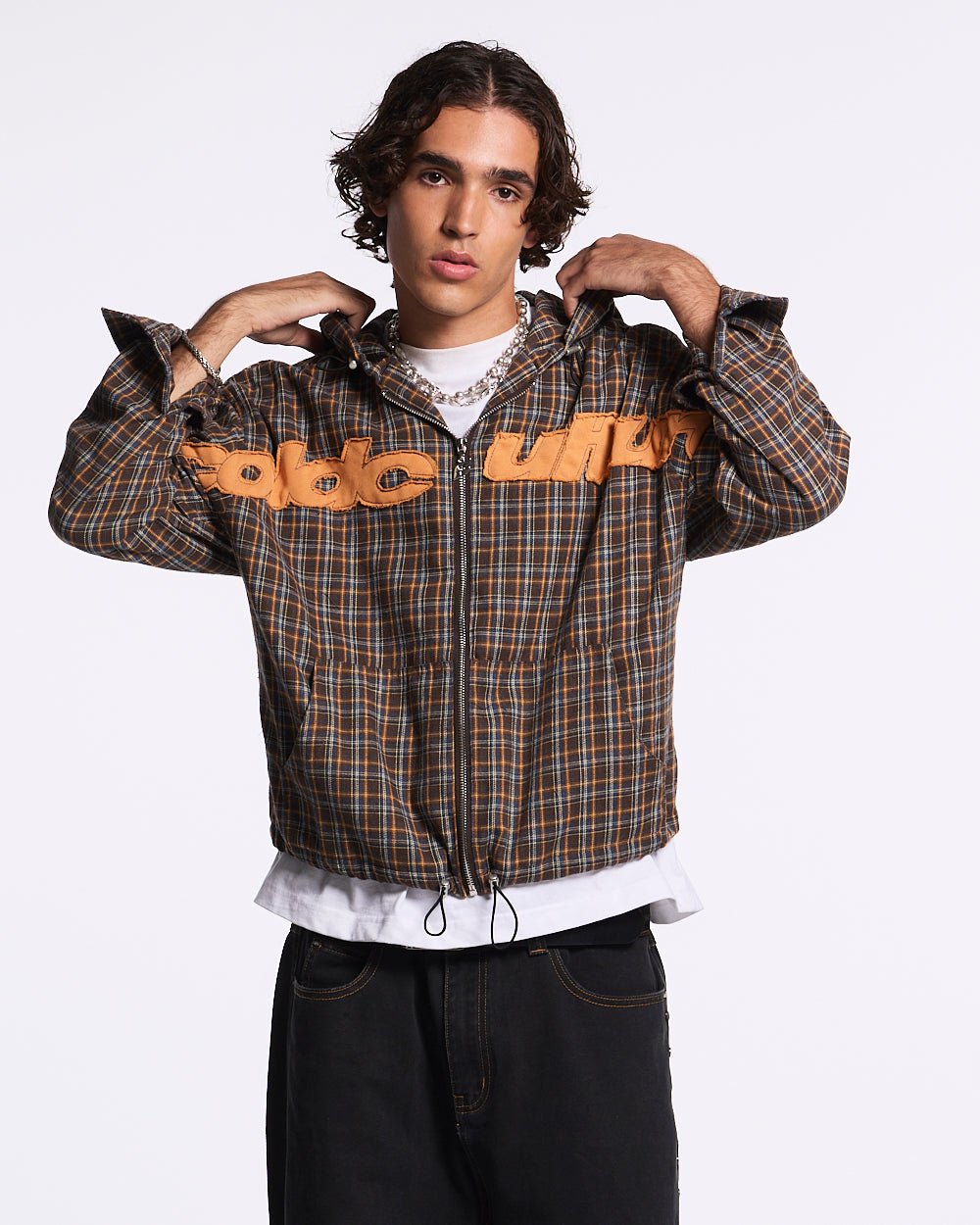 MEMPHIS HOODED SHIRT ORANGE AND BLUE - Cold Culture #man