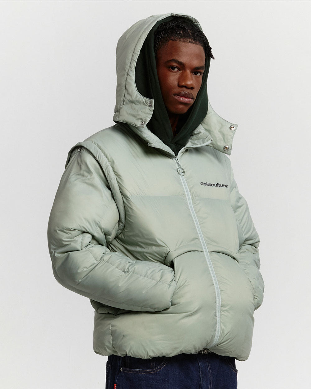 MULTIFUNCTIONAL PUFFER JACKET PISTACHIO GREEN - COLD CULTURE