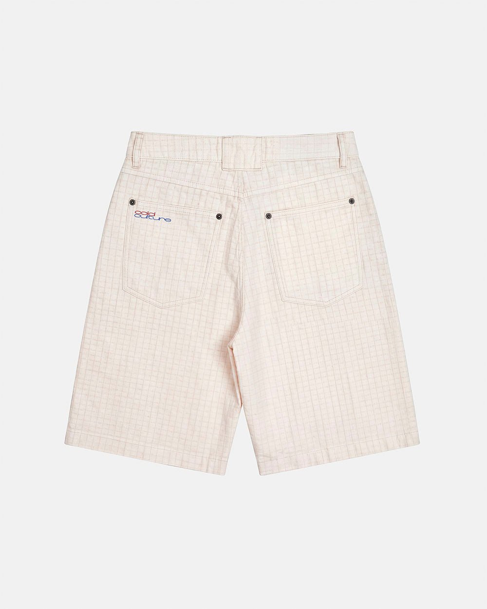 NEEDLE PUNCH SHORT WHITE - off-white textured shorts, back view - Cold Culture