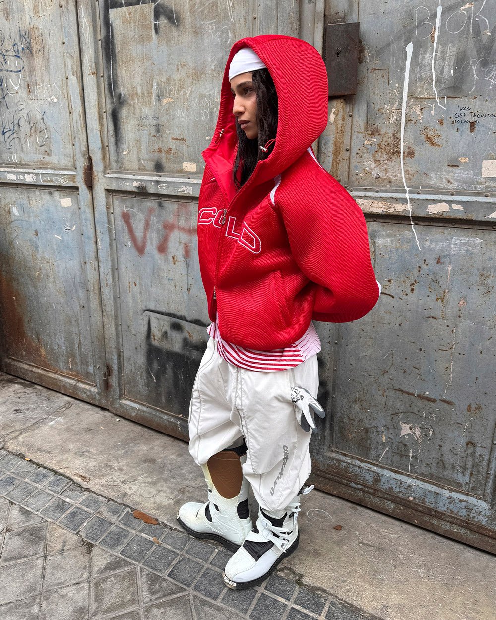 NEO ZIP JACKET WHITE & RED - Cold Culture