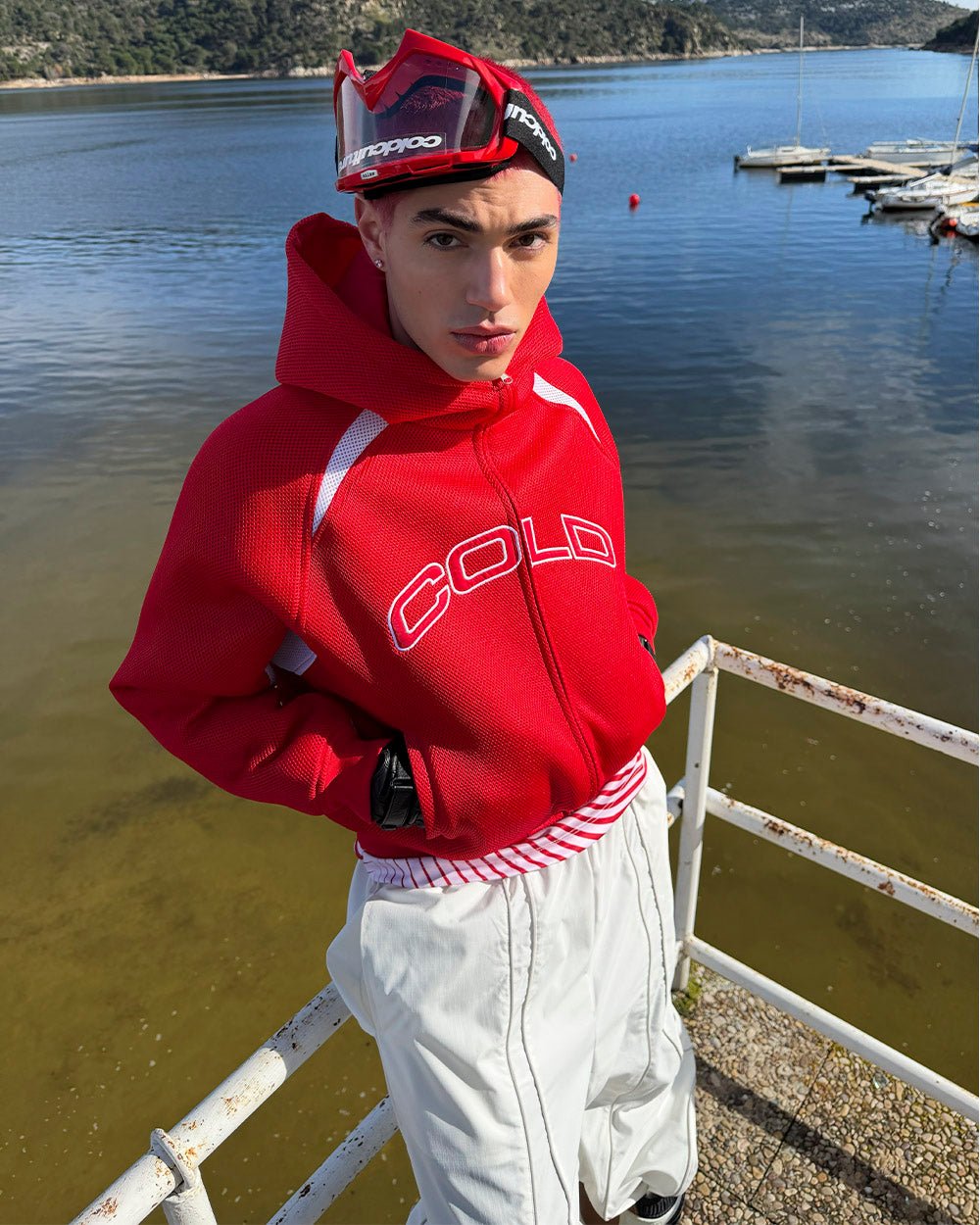 NEO ZIP JACKET WHITE & RED - Cold Culture