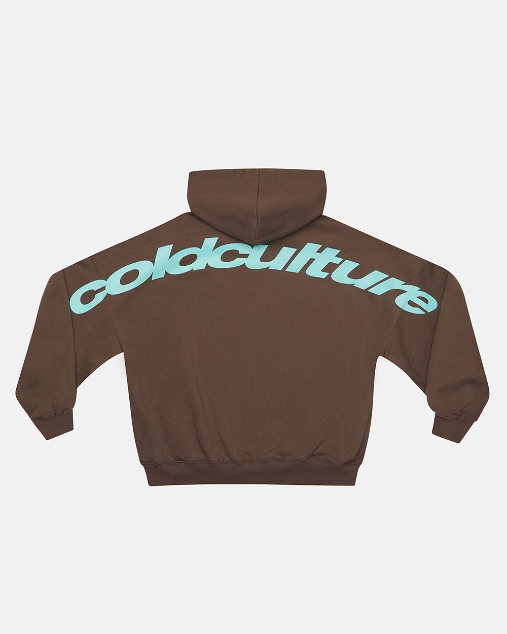NEW CURVED ZIP HOODIE BROWN & BLUE - COLD CULTURE