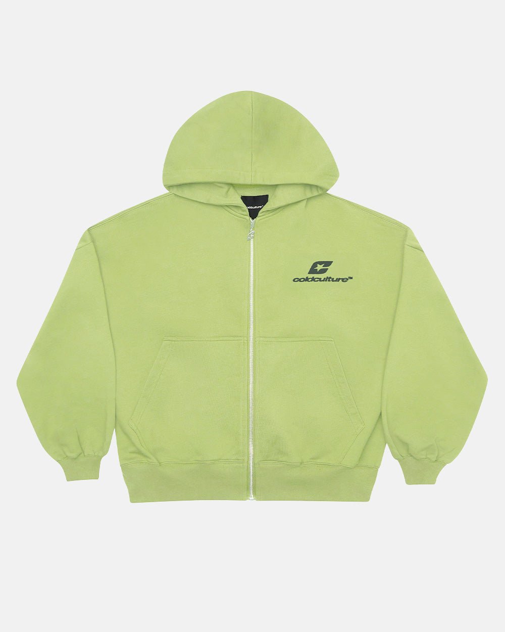 NEW CURVED ZIP HOODIE GREEN - COLD CULTURE