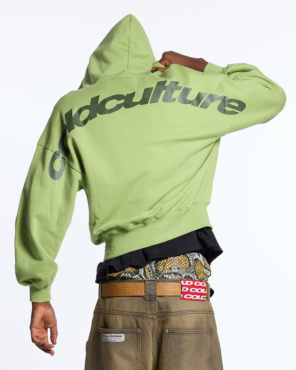 NEW CURVED ZIP HOODIE GREEN - COLD CULTURE