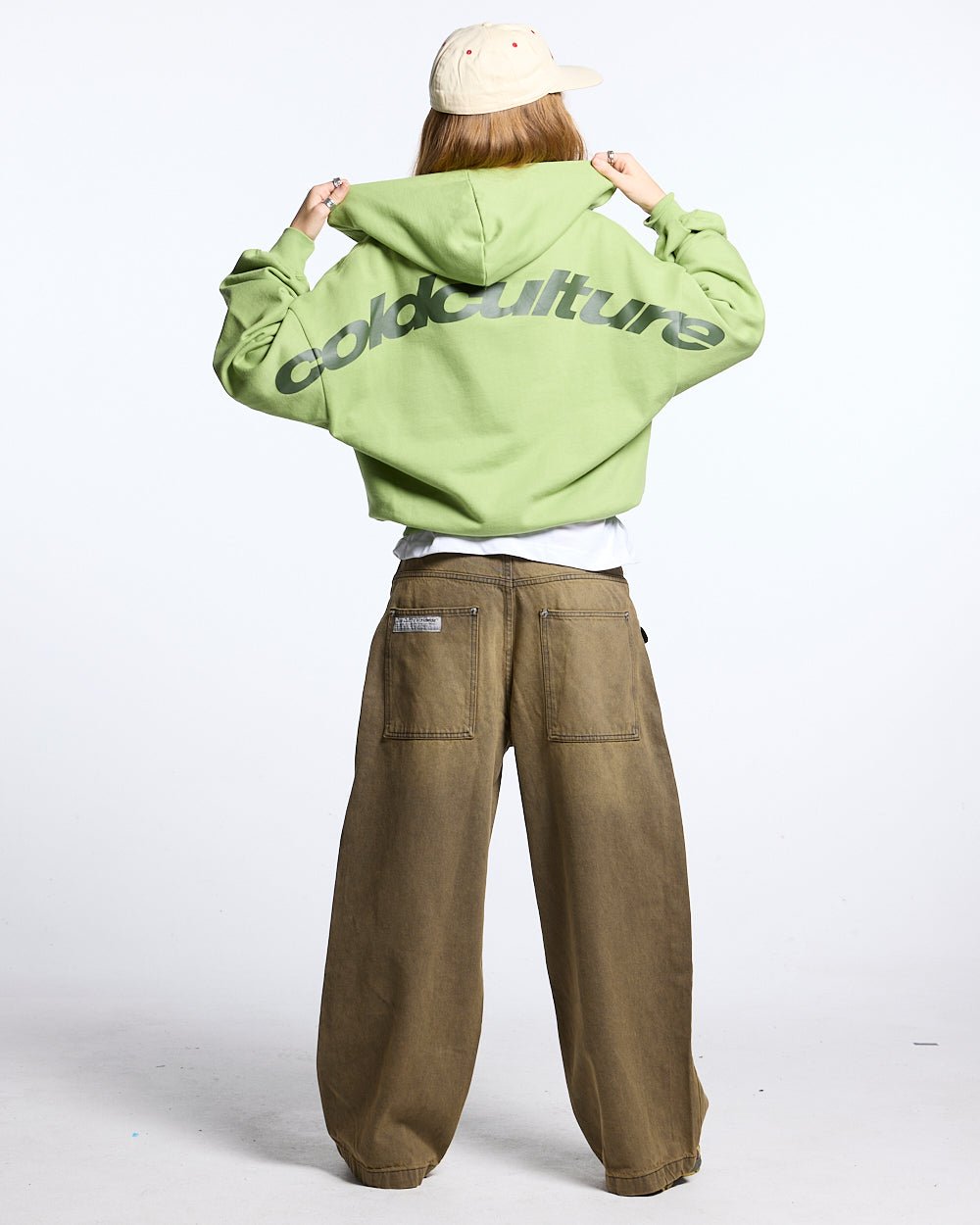 NEW CURVED ZIP HOODIE GREEN - COLD CULTURE