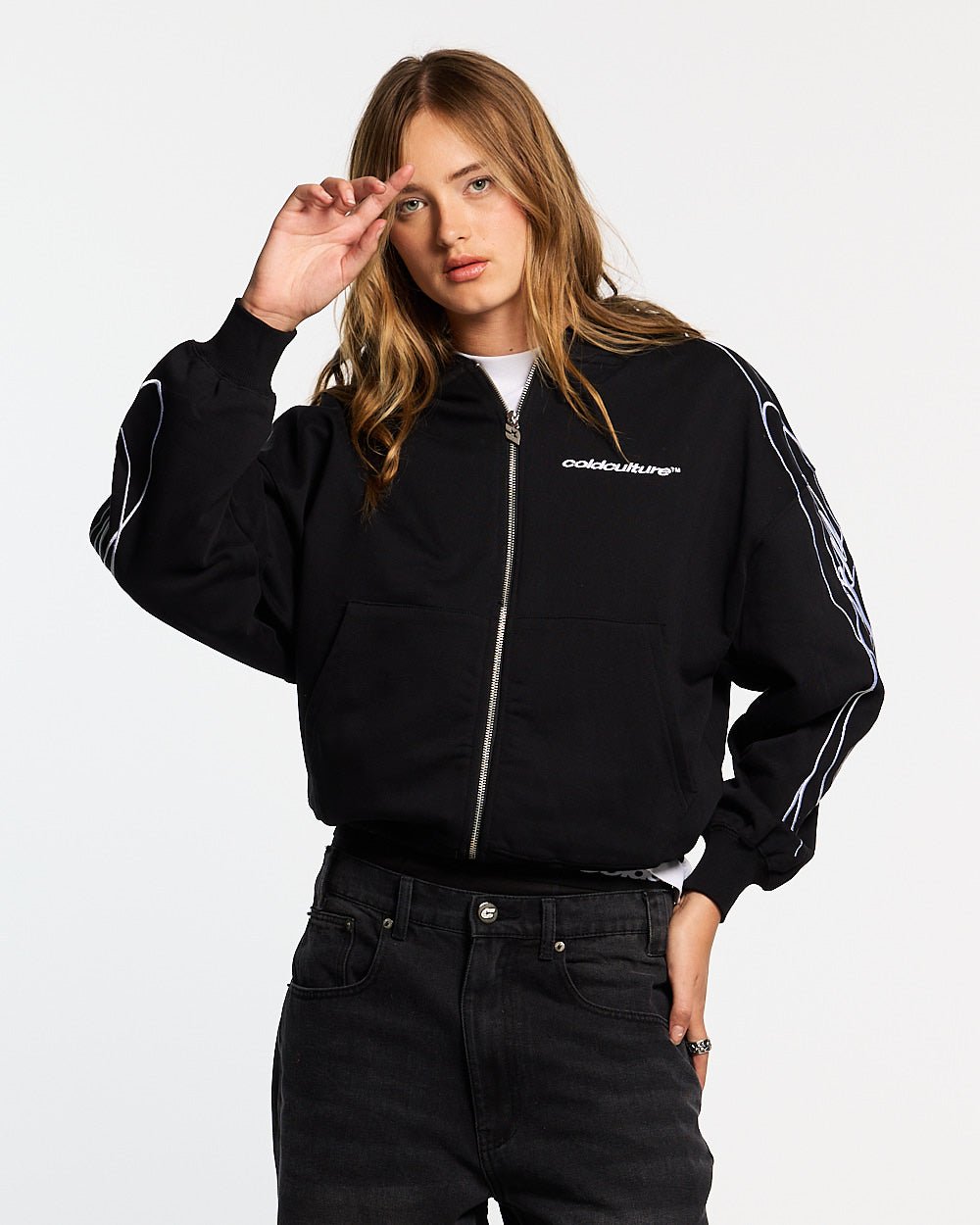 NEW SCRIPT ZIP HOODIE BLACK - Cold Culture #woman