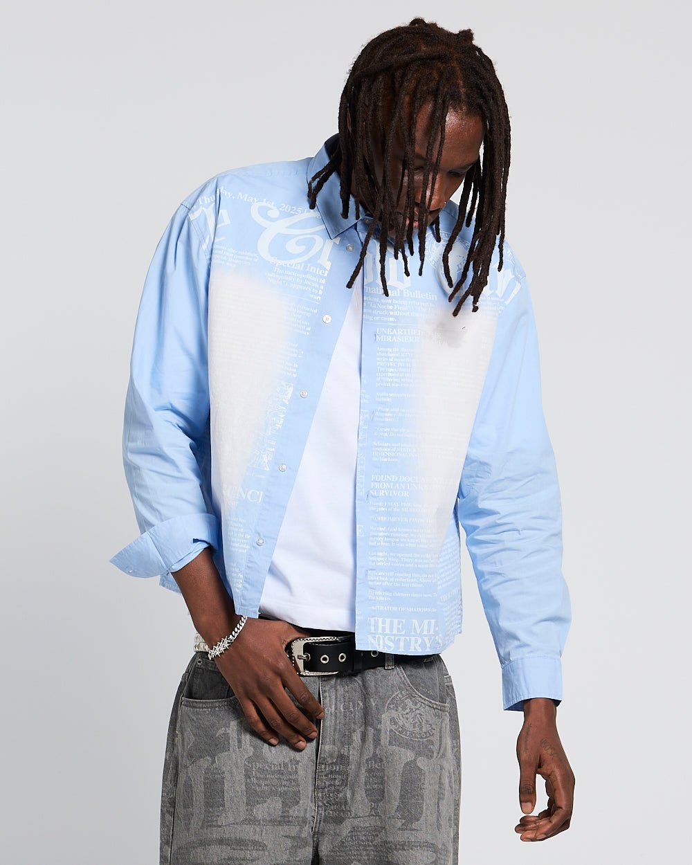 NEWSPAPER LONGSLEEVE SHIRT BABY BLUE - Cold Culture #man