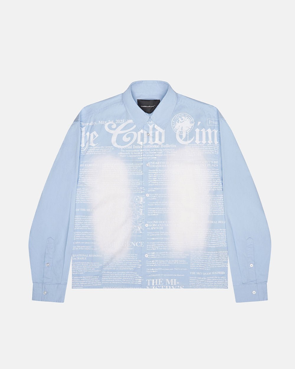 NEWSPAPER LONGSLEEVE SHIRT BABY BLUE - Cold Culture