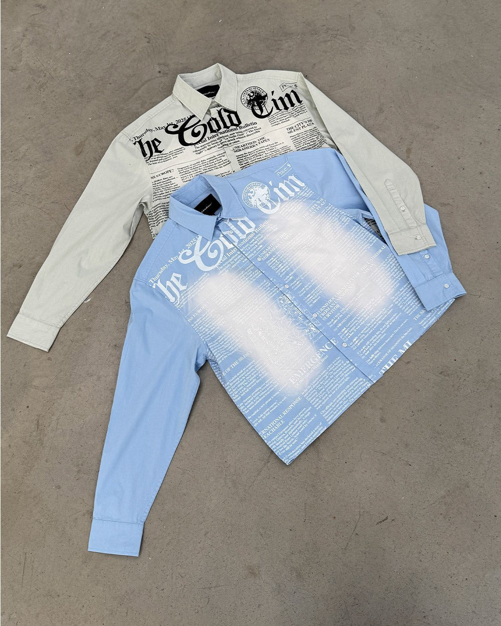 NEWSPAPER LONGSLEEVE SHIRT WHITE - Cold Culture