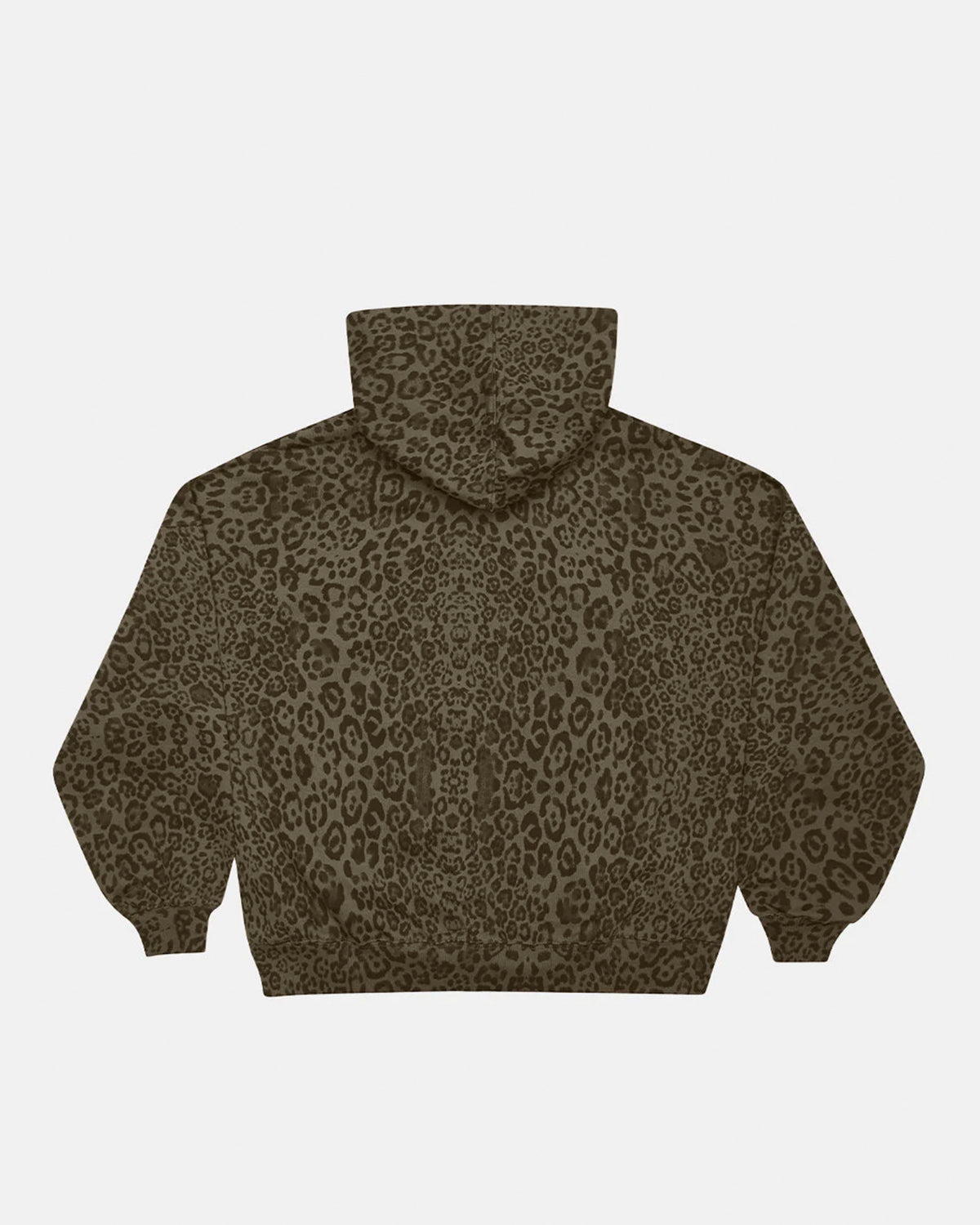 NOCTURNE BEAST ZIP HOODIE BROWN - brown leopard print zip-up hoodie, back view - Cold Culture #packshot