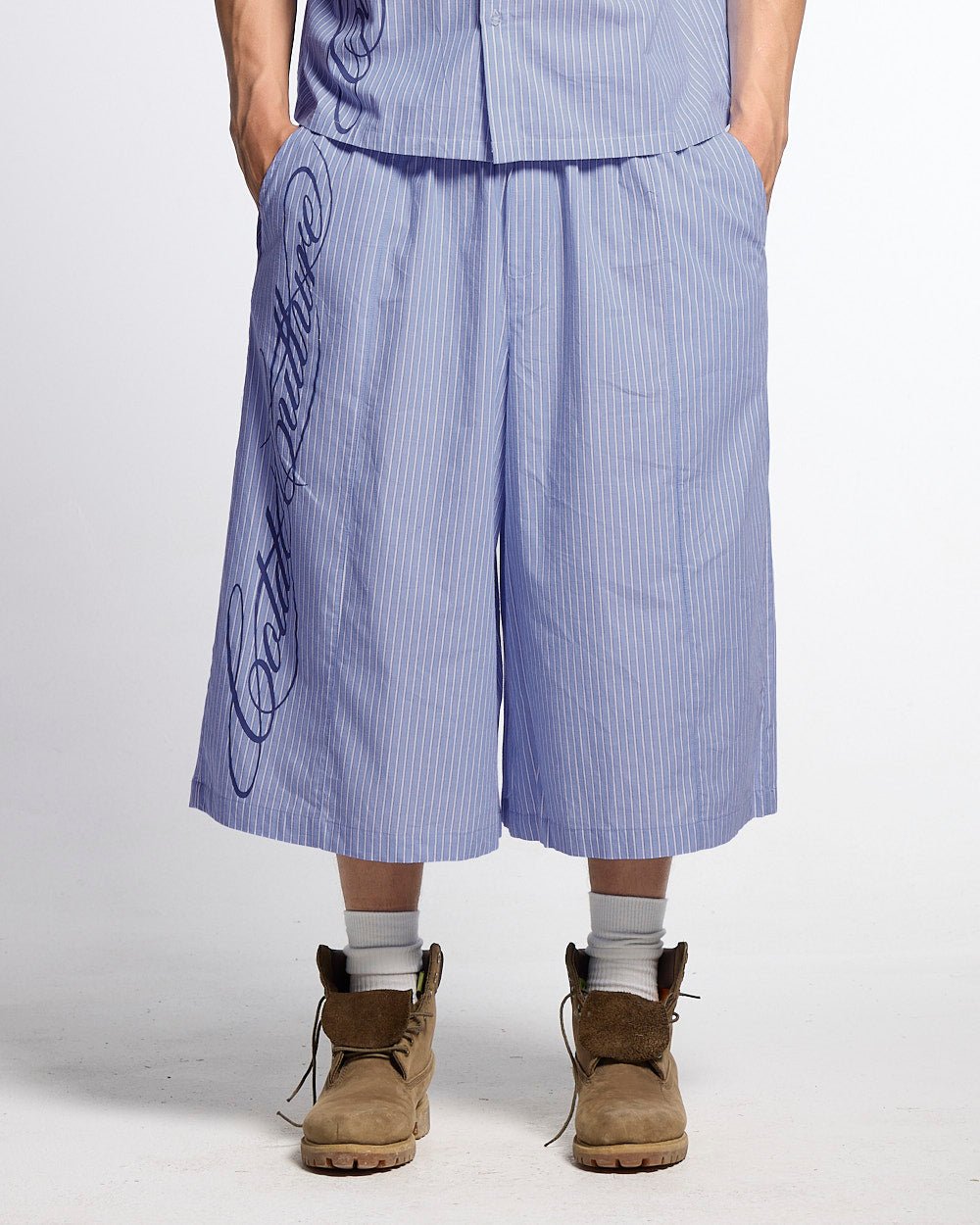 OFFICE SCRIPT SHORTS BLUE - Cold Culture