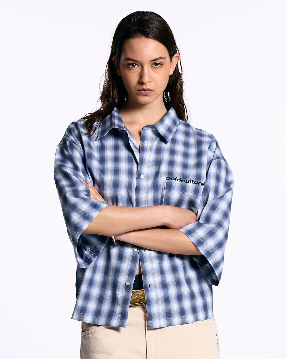 ONE POCKET SHIRT BLURRED BLUE - Cold Culture