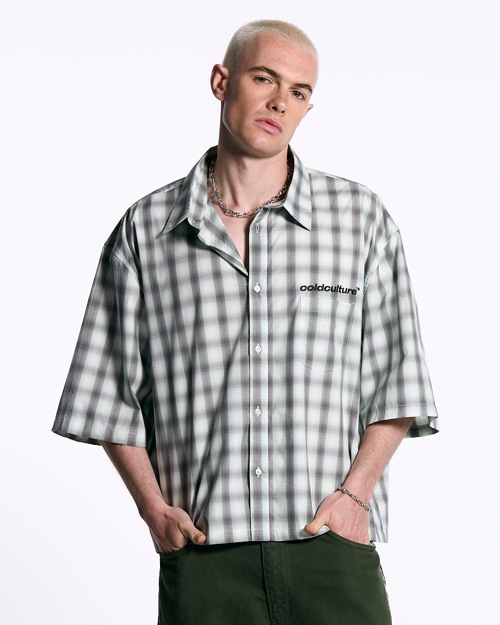 ONE POCKET SHIRT BLURRED GREEN - Cold Culture