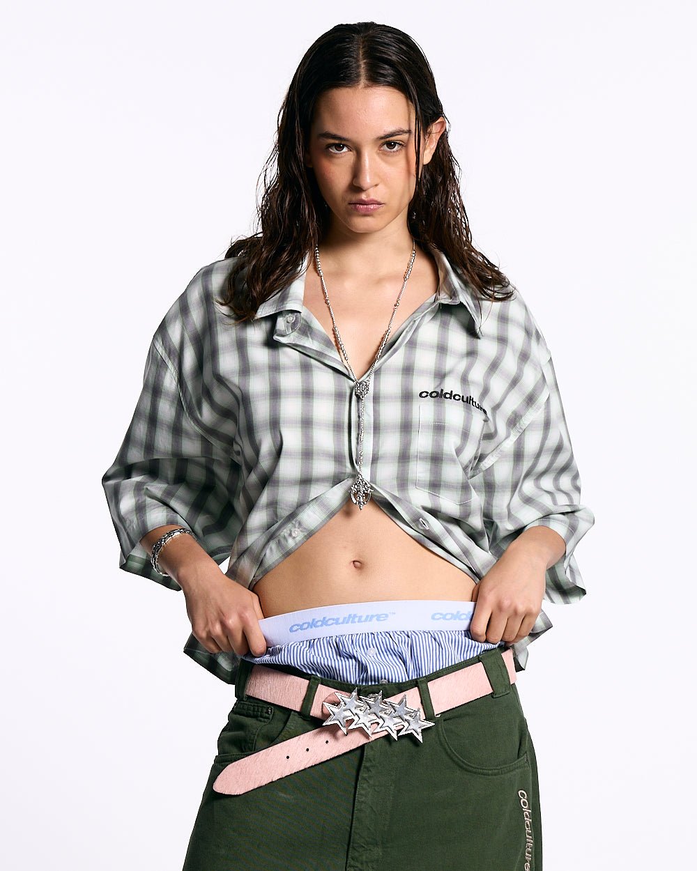 ONE POCKET SHIRT BLURRED GREEN - Cold Culture