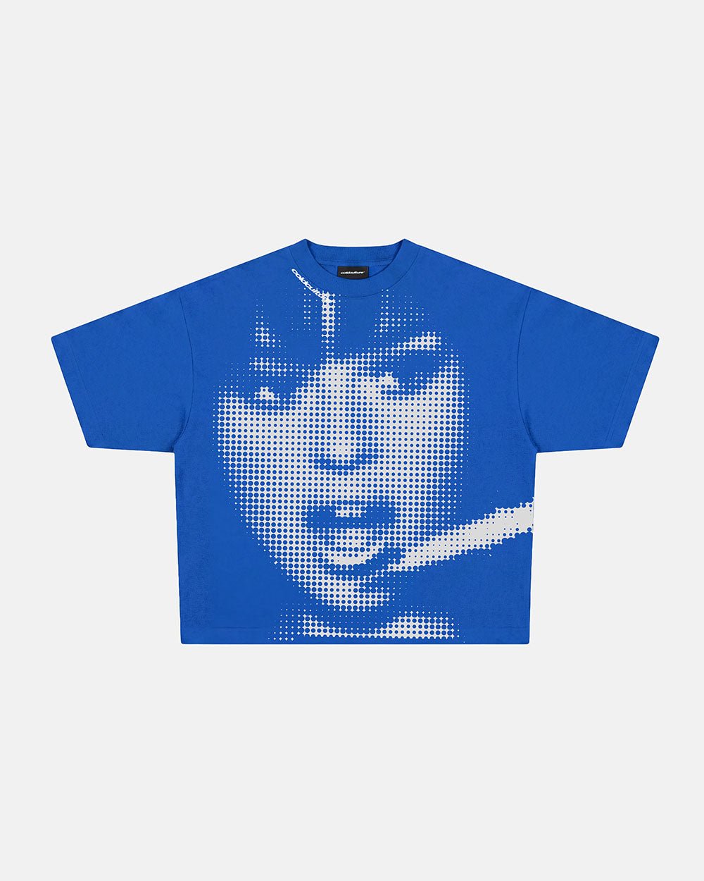 OOPS! TEE BLUE - blue graphic print tee, front view - Cold Culture