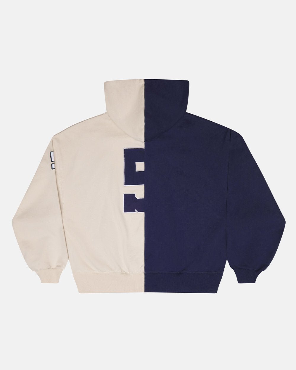 OUTLAW MOOD ZIP HOODIE IVORY GREY & DARK BLUE - Cold Culture