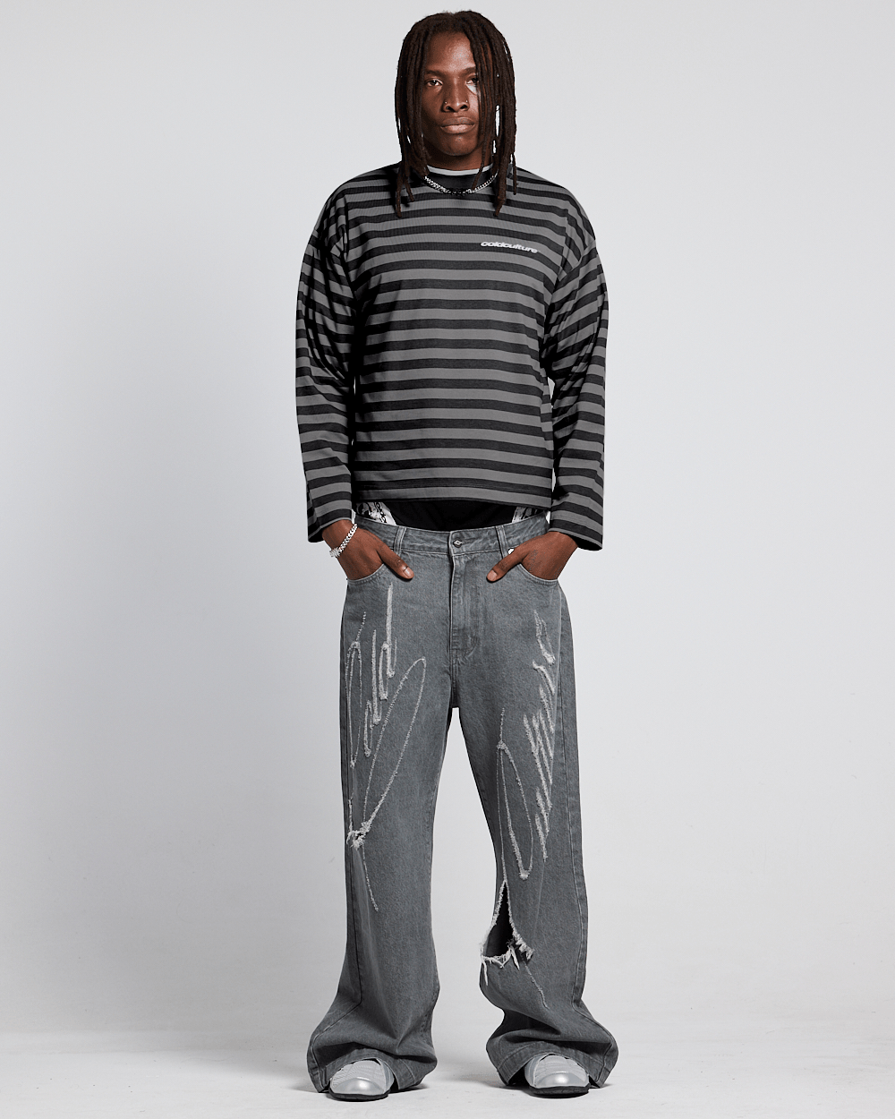 PARDON ME LONGSLEEVE BLACK & GREY - Cold Culture