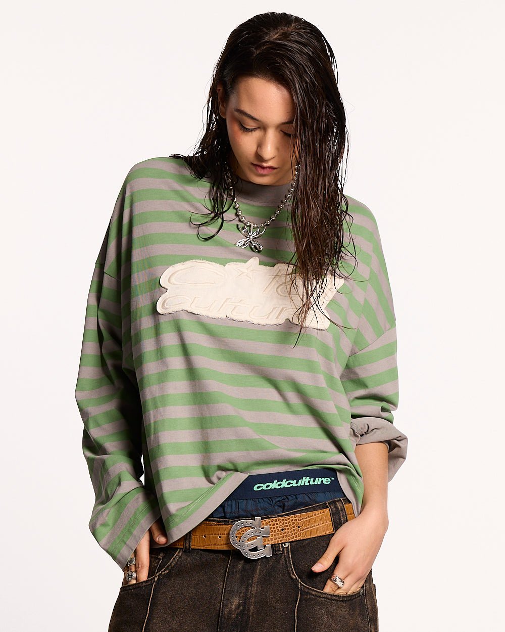 PARDON ME LONGSLEEVE GREEN & GREY - COLD CULTURE