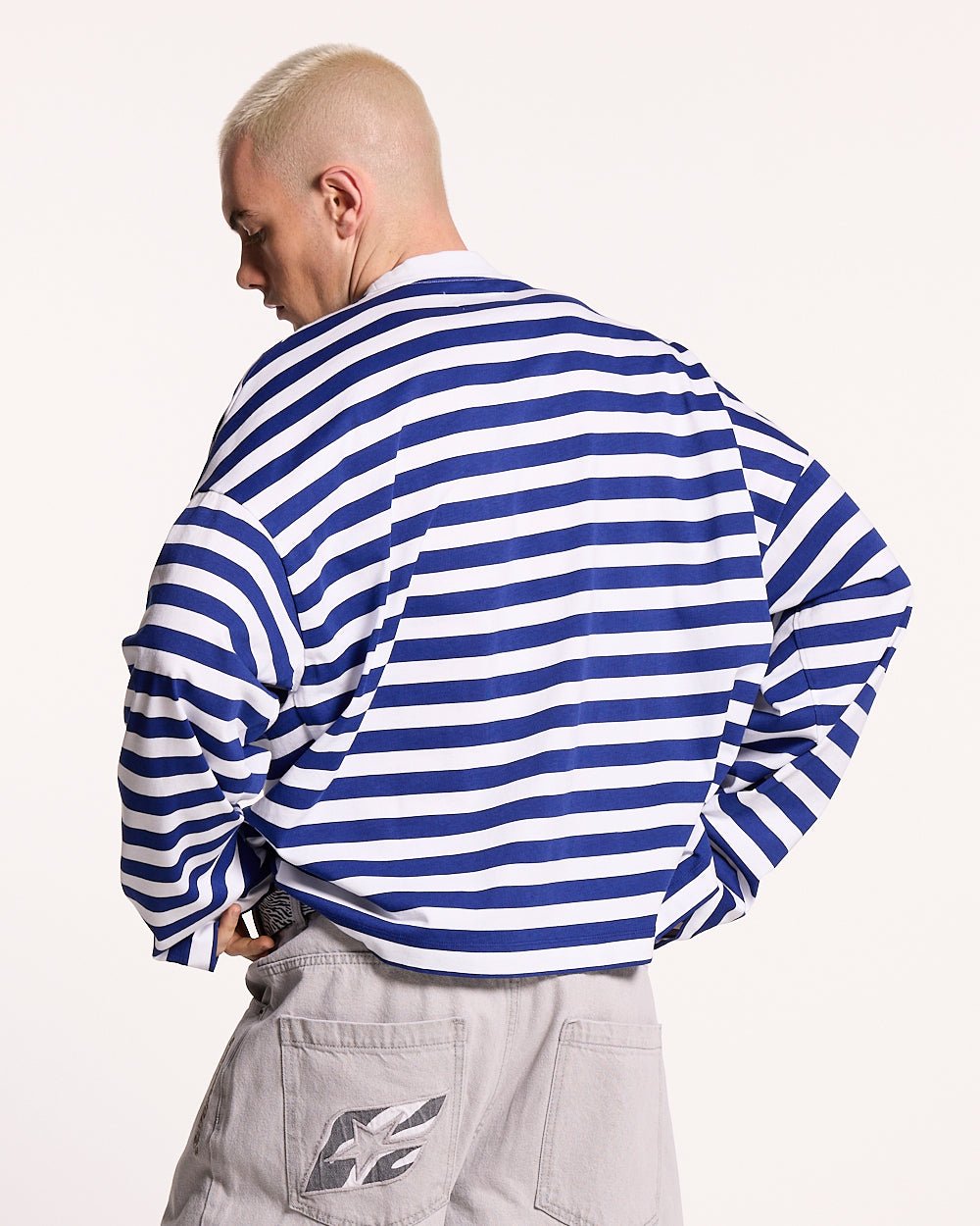 PARDON ME LONGSLEEVE WHITE & NAVY - COLD CULTURE