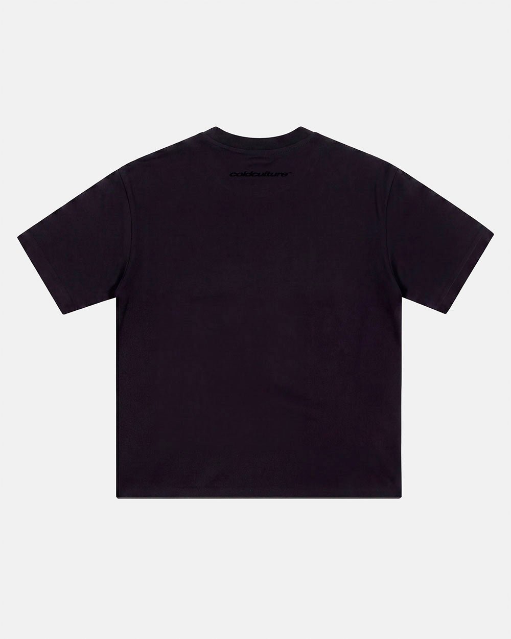 PIECES TEE BLACK - black applique tee, back view - Cold Culture