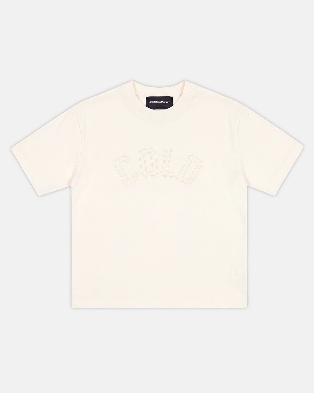 PIECES TEE OFF-WHITE - off-white applique tee, front view - Cold Culture