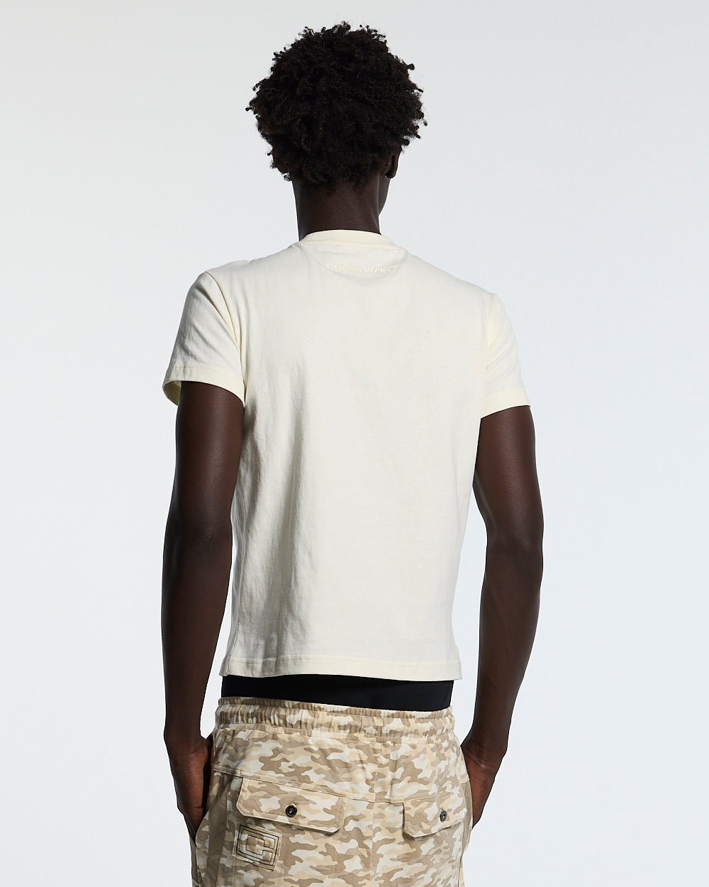 PIECES TEE OFF-WHITE - off-white applique tee, back view on male model - Cold Culture