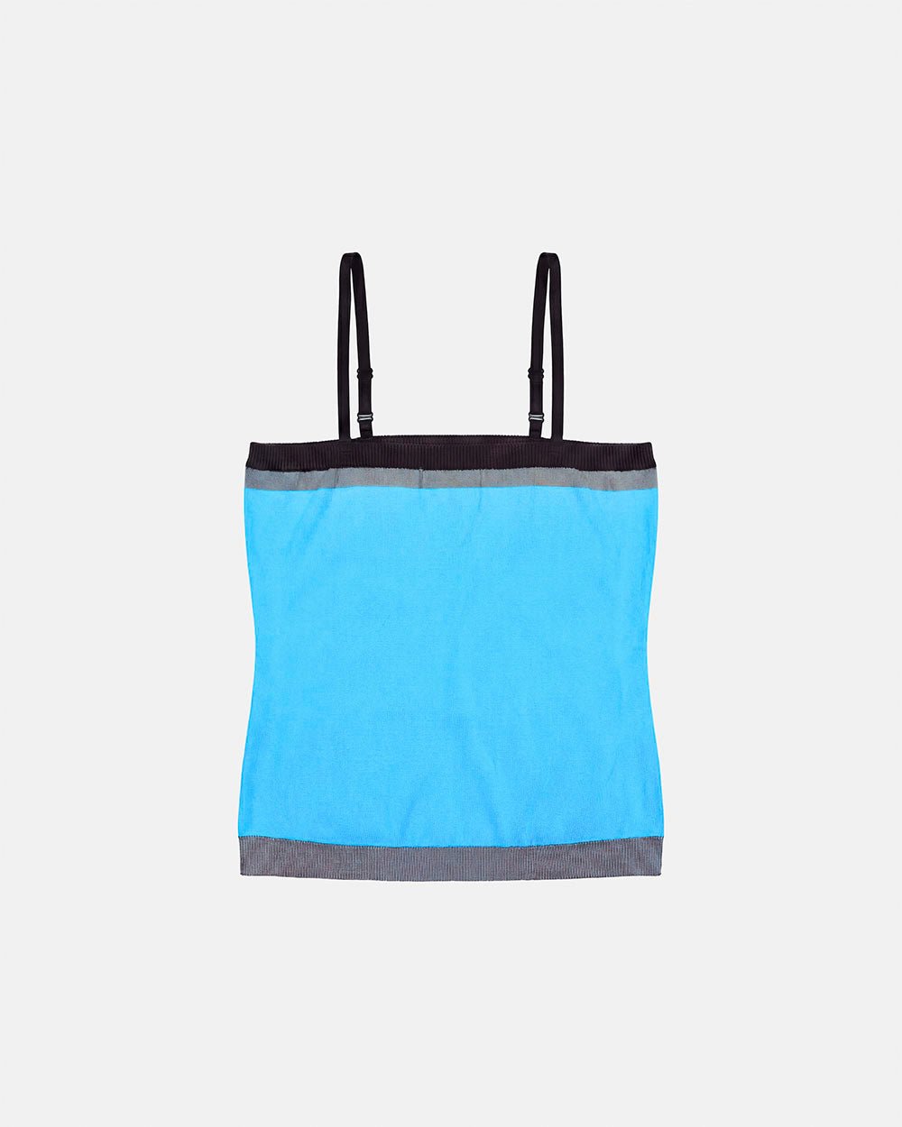 PIPE KNIT TOP BLUE - blue knit cami top, back view - Cold Culture