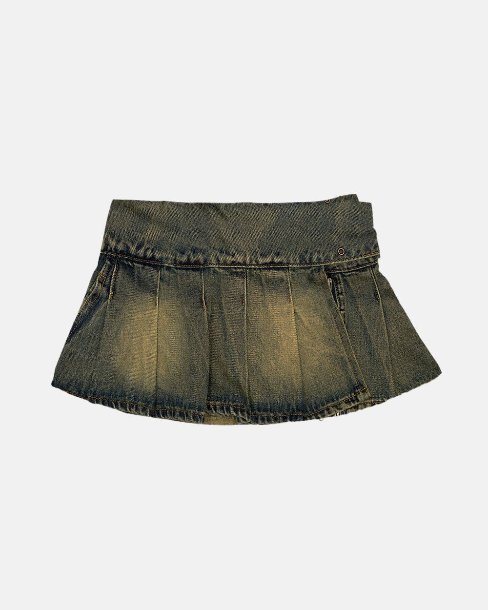 PLEATED LITTLE SKIRT DARK BROWN DENIM - COLD CULTURE