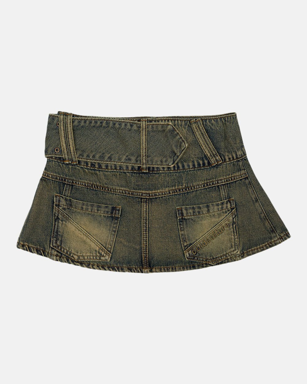PLEATED LITTLE SKIRT DARK BROWN DENIM - COLD CULTURE
