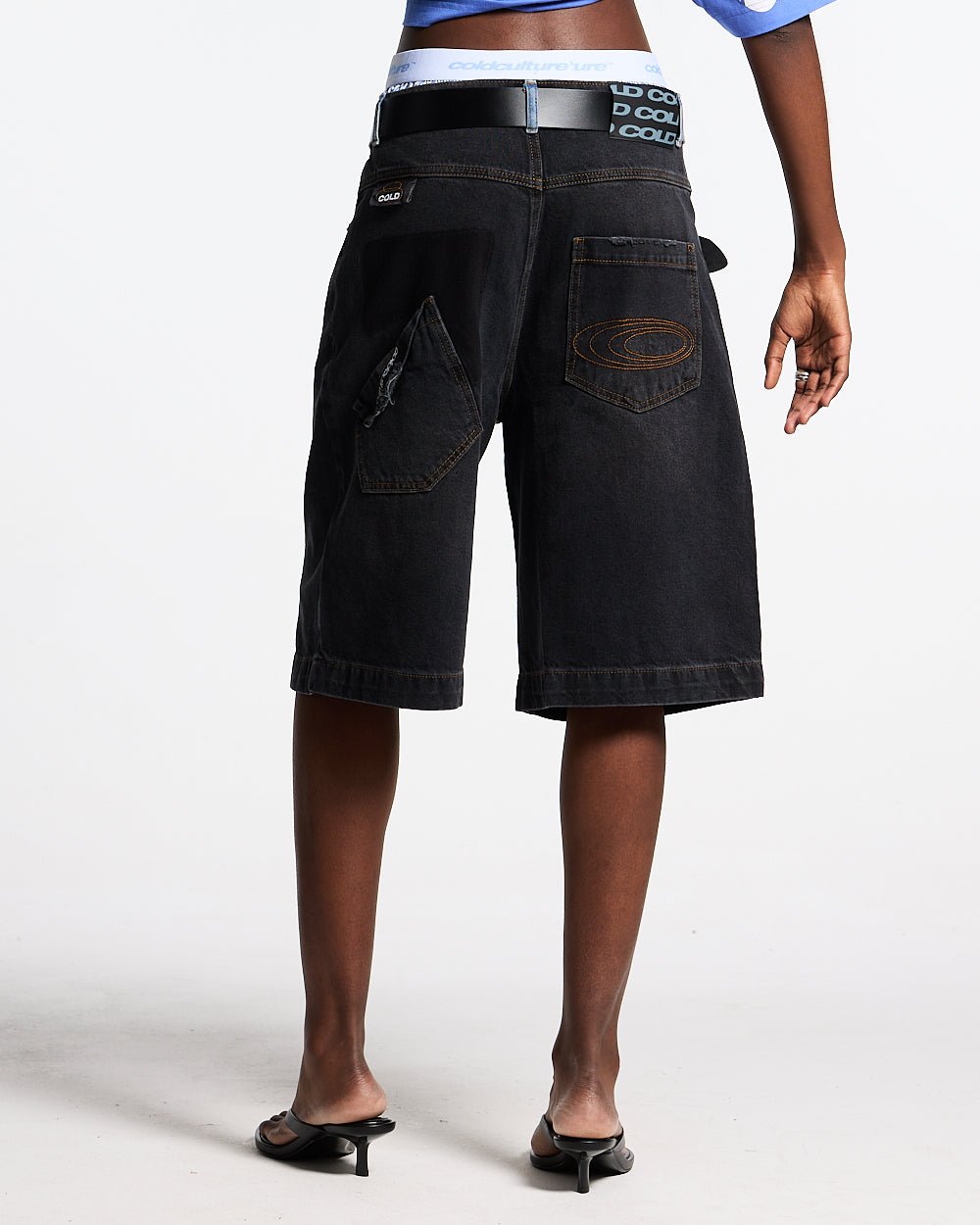 POCKET KO SHORTS BLACK DENIM - COLD CULTURE