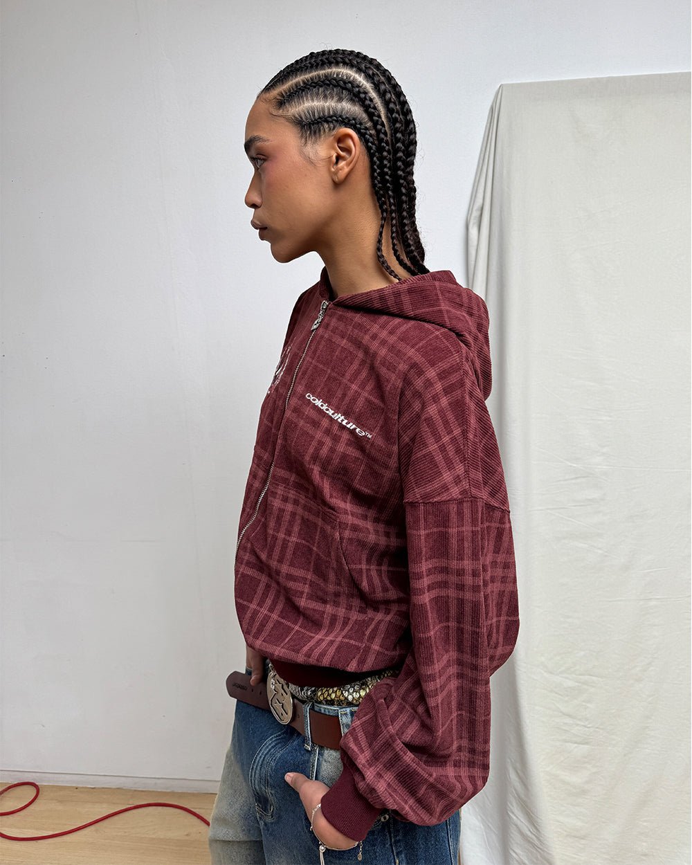 POSH ZIP HOODIE BURGUNDY - Cold Culture