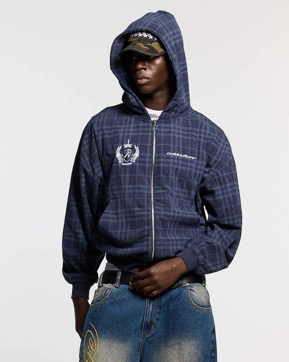 POSH ZIP HOODIE NAVY - Cold Culture