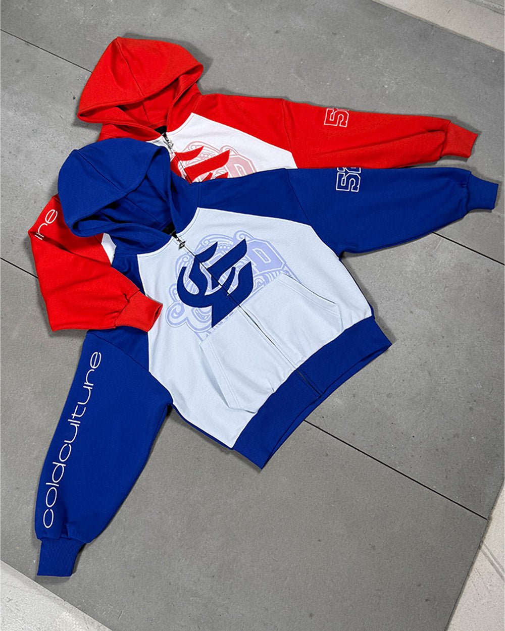 PRESTIGE ZIP HOODIE BLUE & WHITE - Cold Culture