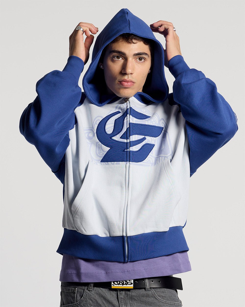 PRESTIGE ZIP HOODIE BLUE & WHITE - Cold Culture