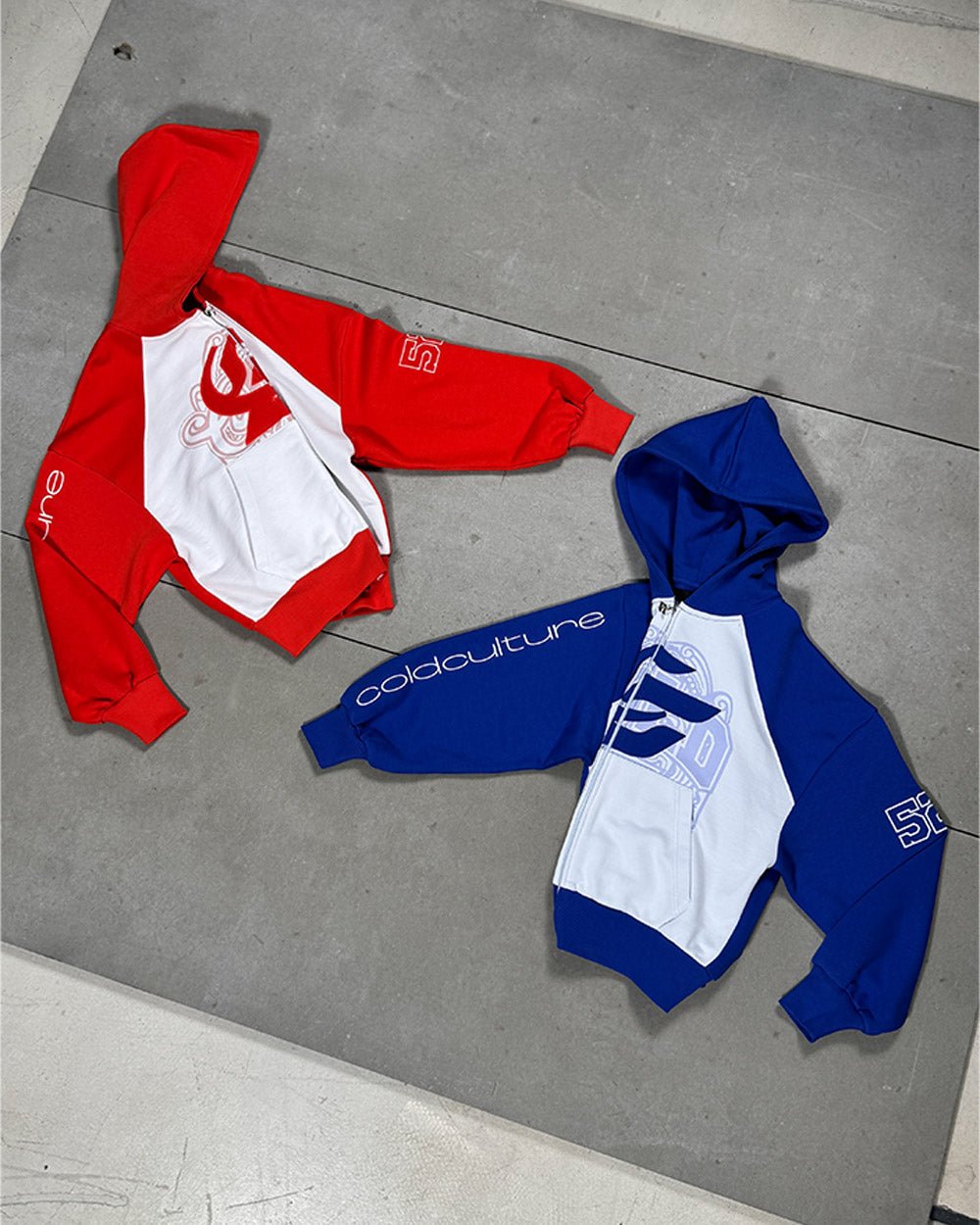 PRESTIGE ZIP HOODIE RED & WHITE - Cold Culture