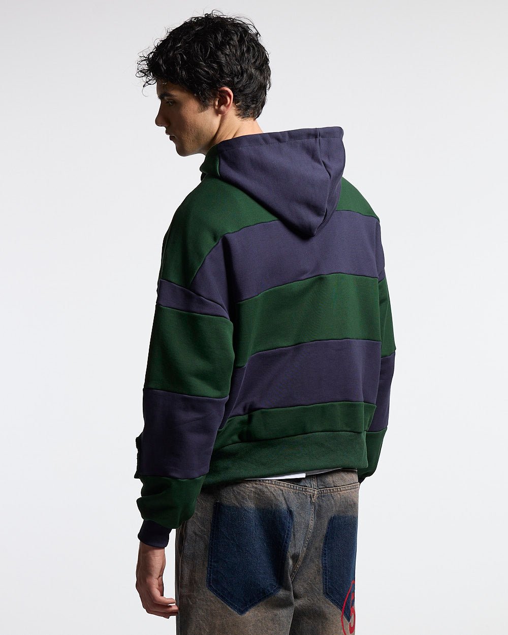 PUZZLE ZIP HOODIE GREEN & NAVY - Cold Culture