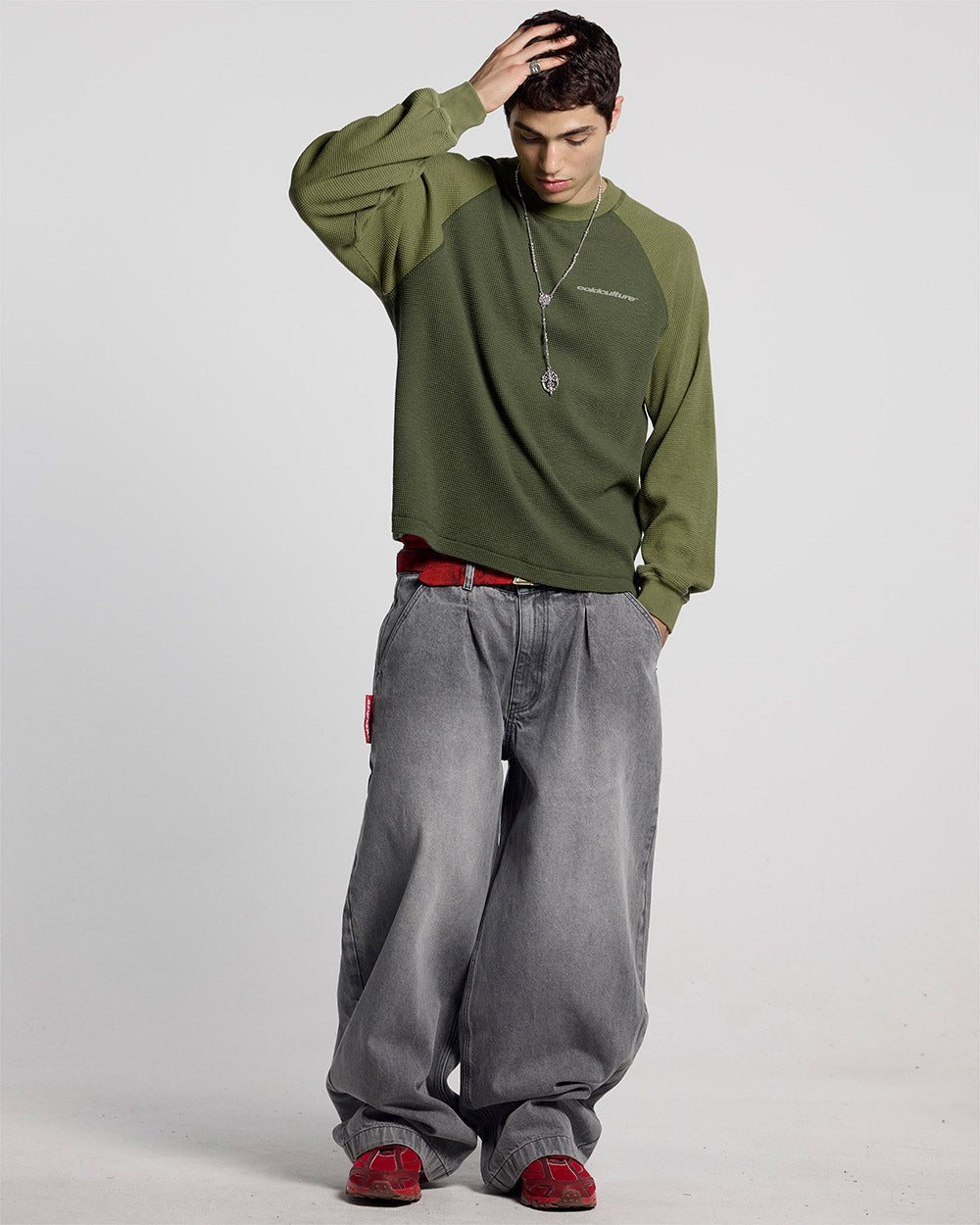 RANGLAN BICOLOR THERMAL LONGSLEEVE GREEN - Cold Culture