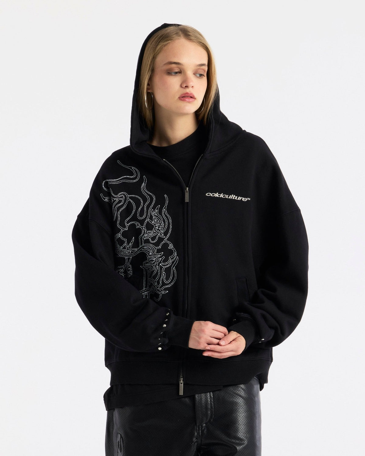 RAW ZIP HOODIE BLACK - Cold Culture