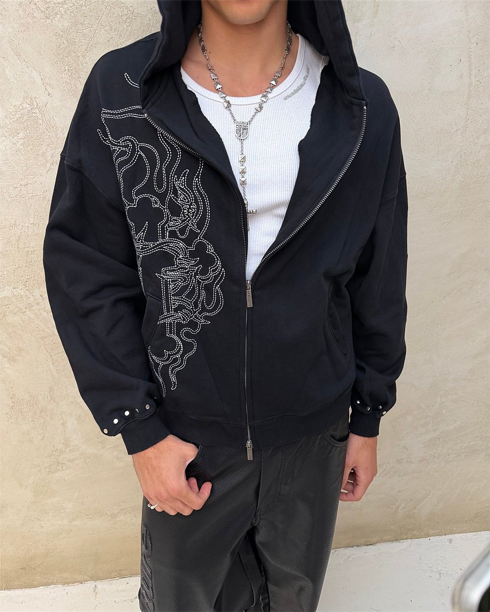 RAW ZIP HOODIE BLACK - Cold Culture