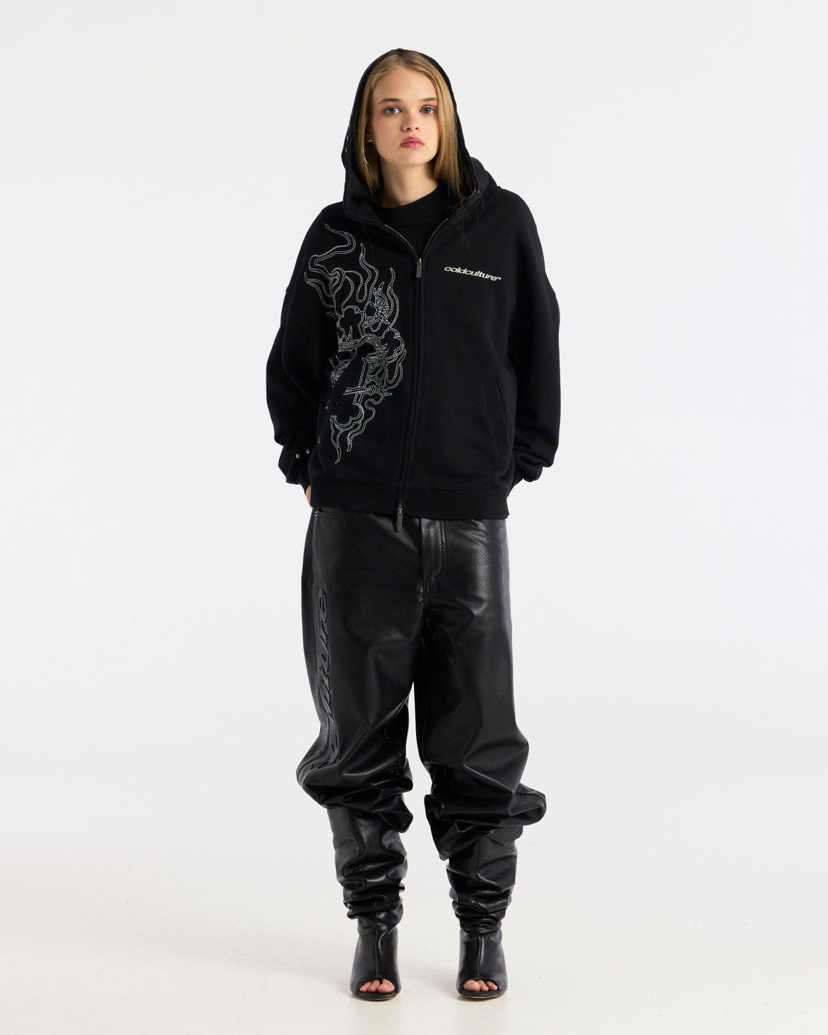 RAW ZIP HOODIE BLACK - Cold Culture