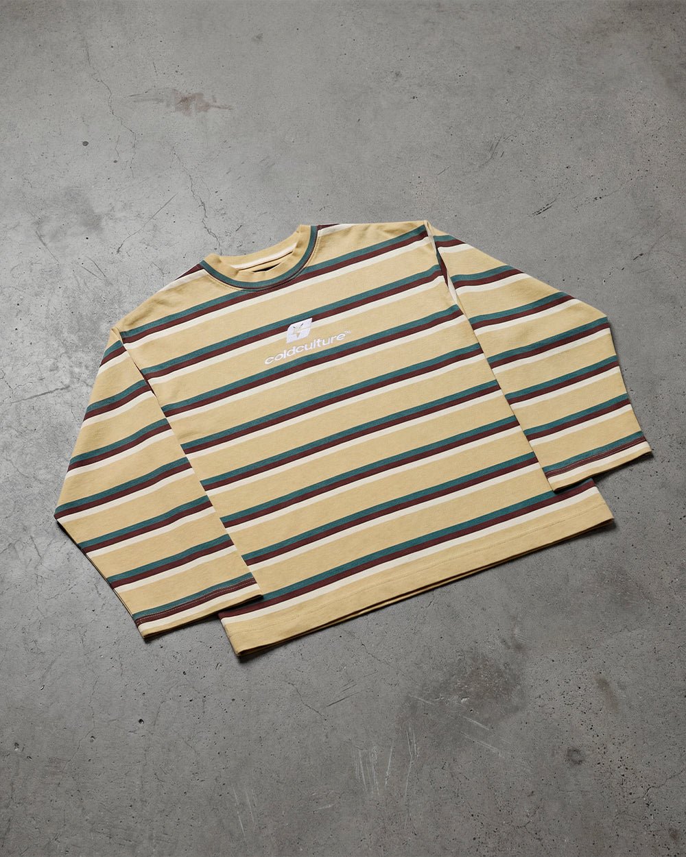 RAY CURVED LONGSLEEVE YELLOW & BROWN - Cold Culture
